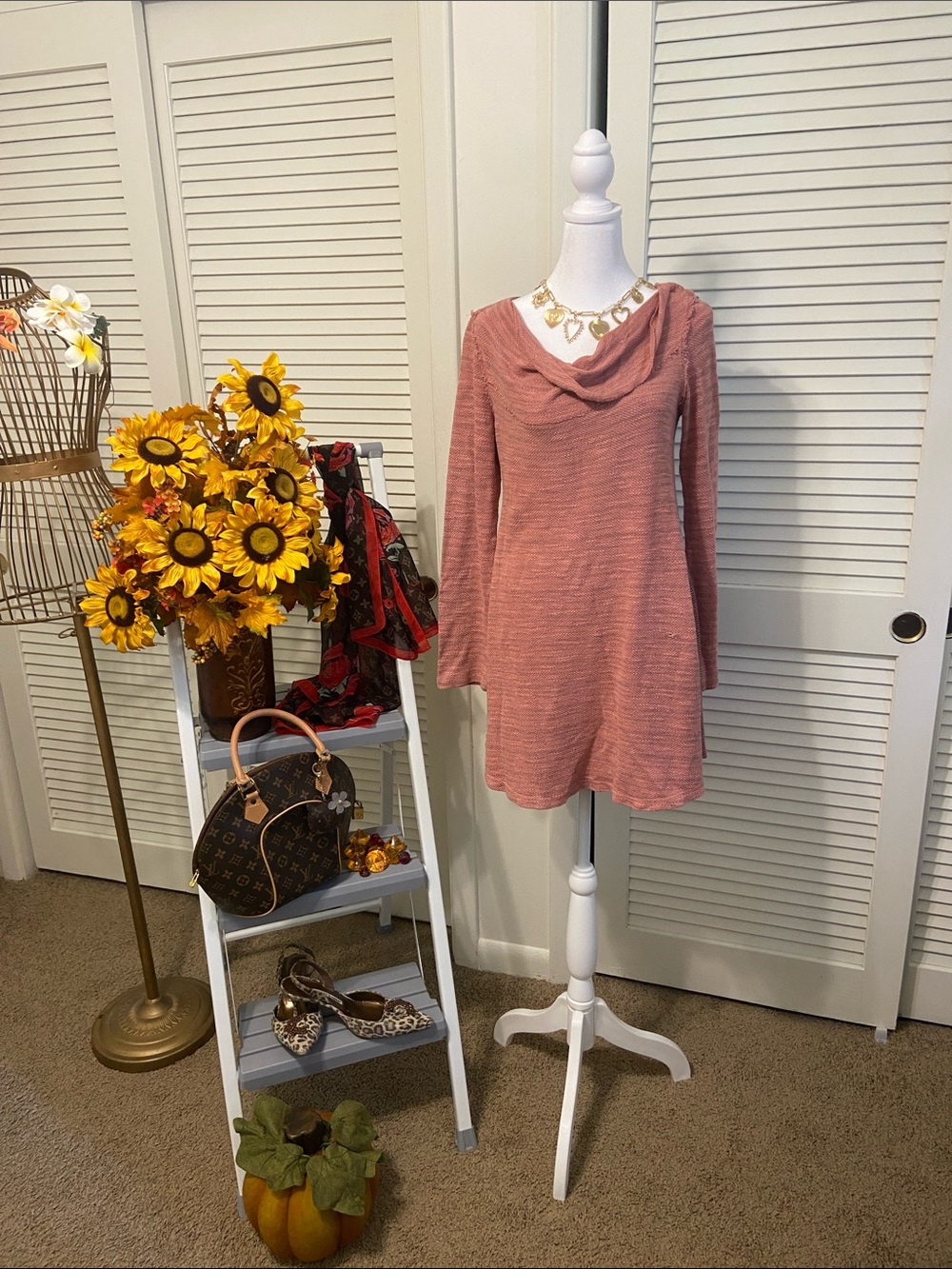 Soft Surroundings Dusty Rose Cowl Neck Tunic